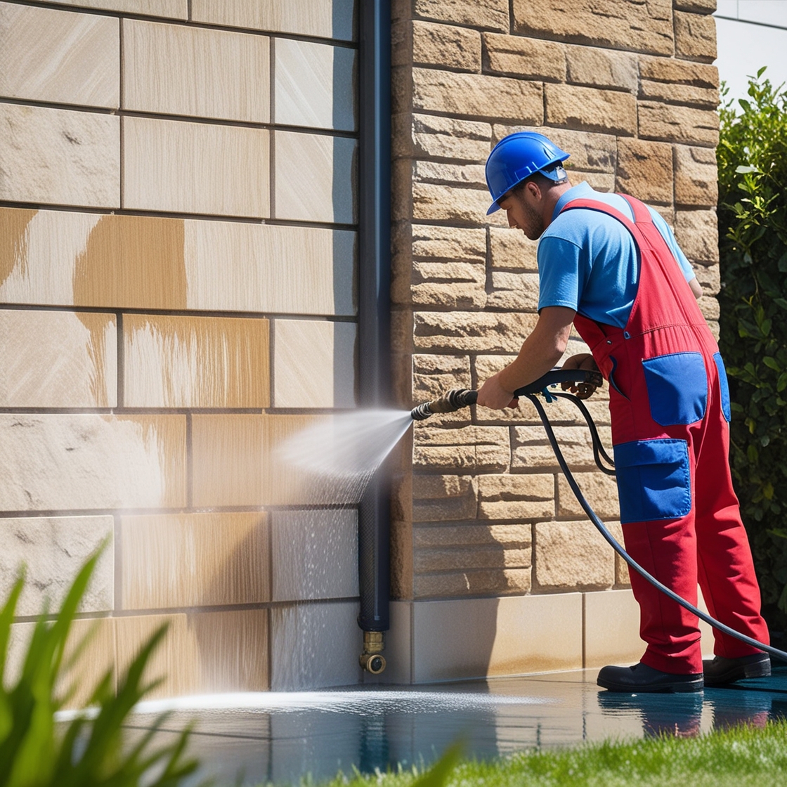 Homme qui nettoie une façade Forbach