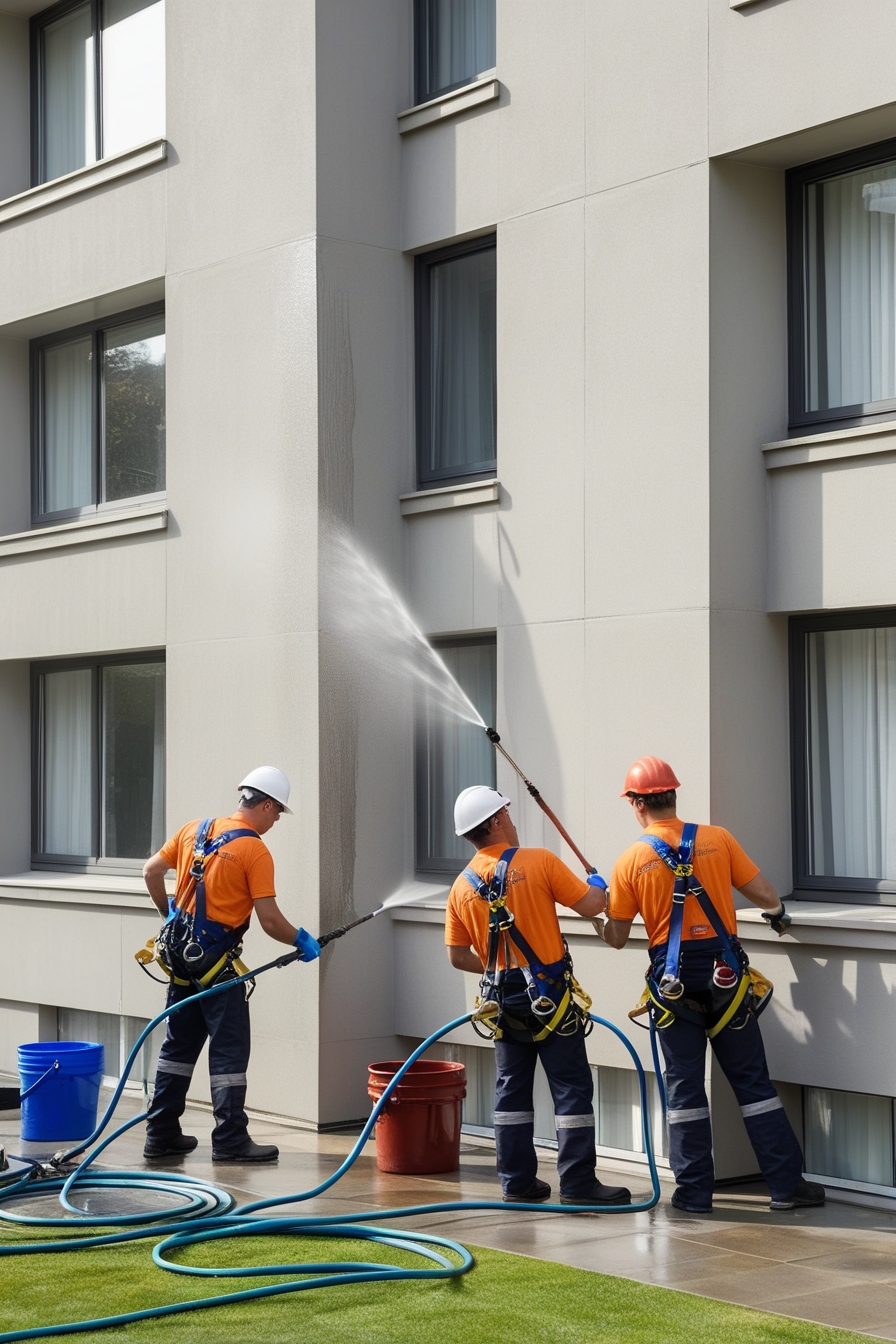 Hommes qui nettoie une façade Epinal