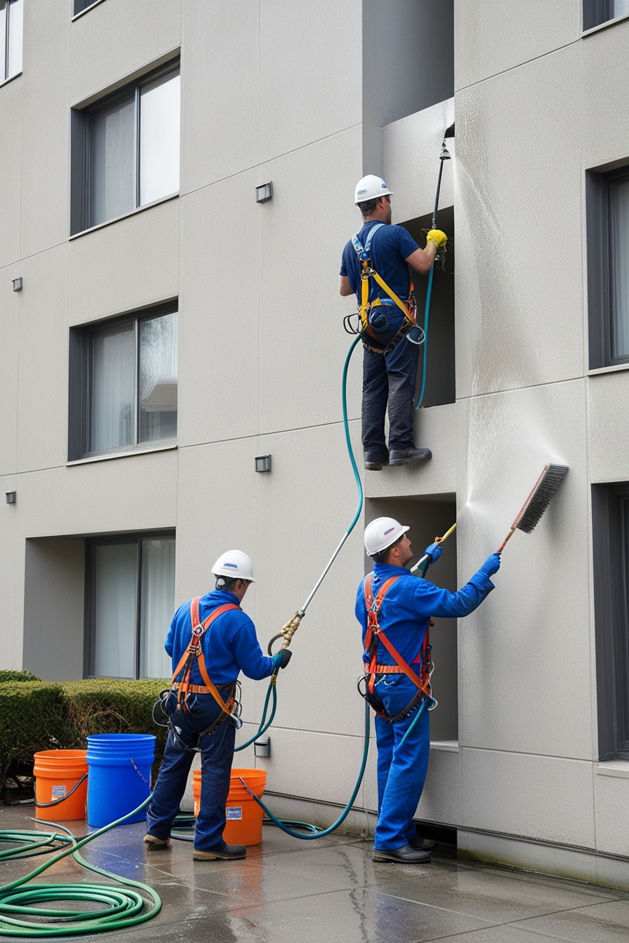 Hommes qui nettoie une façade Forbach